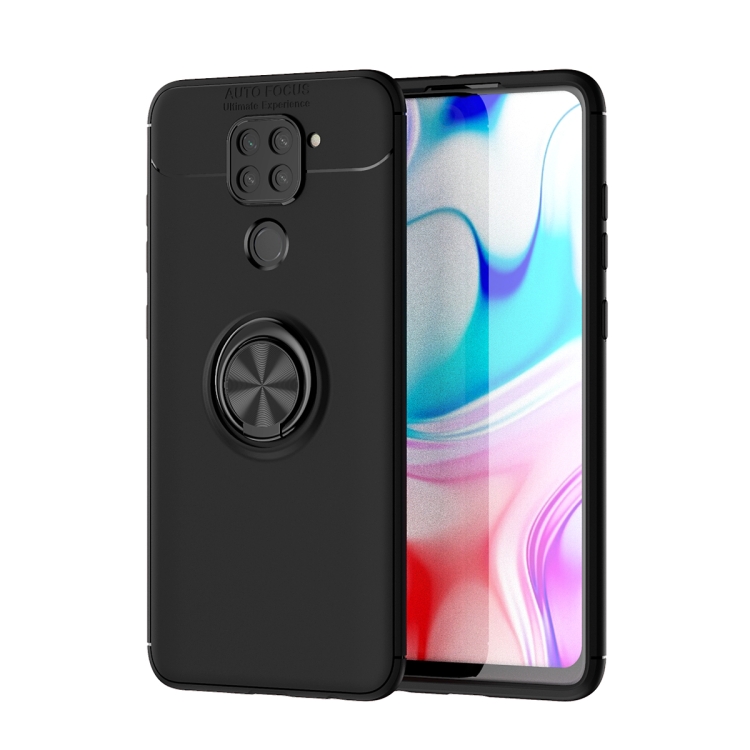 

For Xiaomi Redmi Note 9 Lenuo Shockproof TPU Protective Case with Invisible Holder(Black)