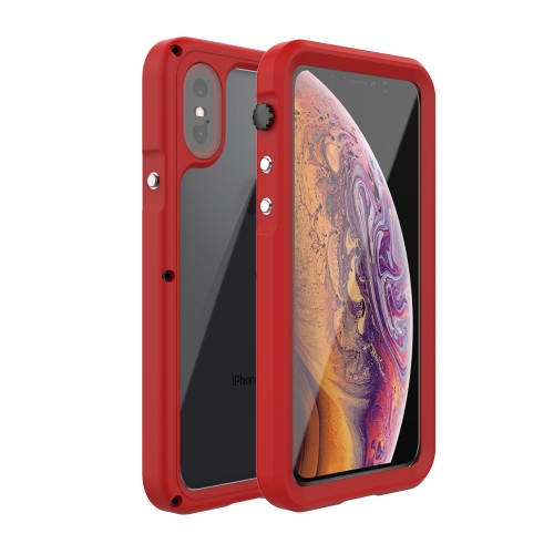 

For iPhone XS Max R-JUST Seal Series IP68 Waterproof Shockproof Dustproof Metal + Frosted PC Protective Case(Red)