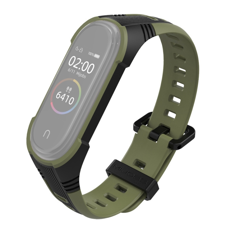 

For Xiaomi Mi Band 4 / 5 Silicone Two-tone Wristband(Black Army + Green)