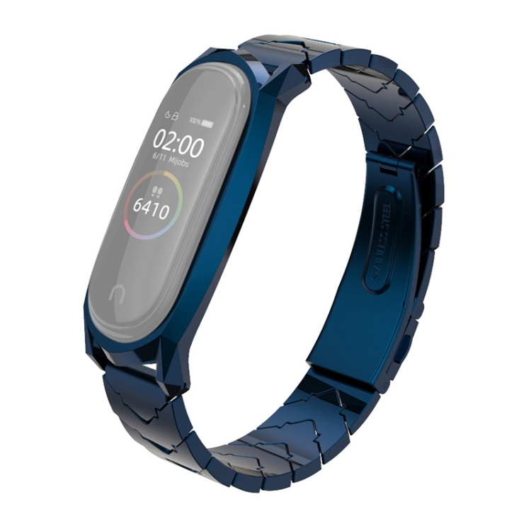 

For Xiaomi Mi Band 4 / 5 V-shaped Stainless Steel Strap(Blue)