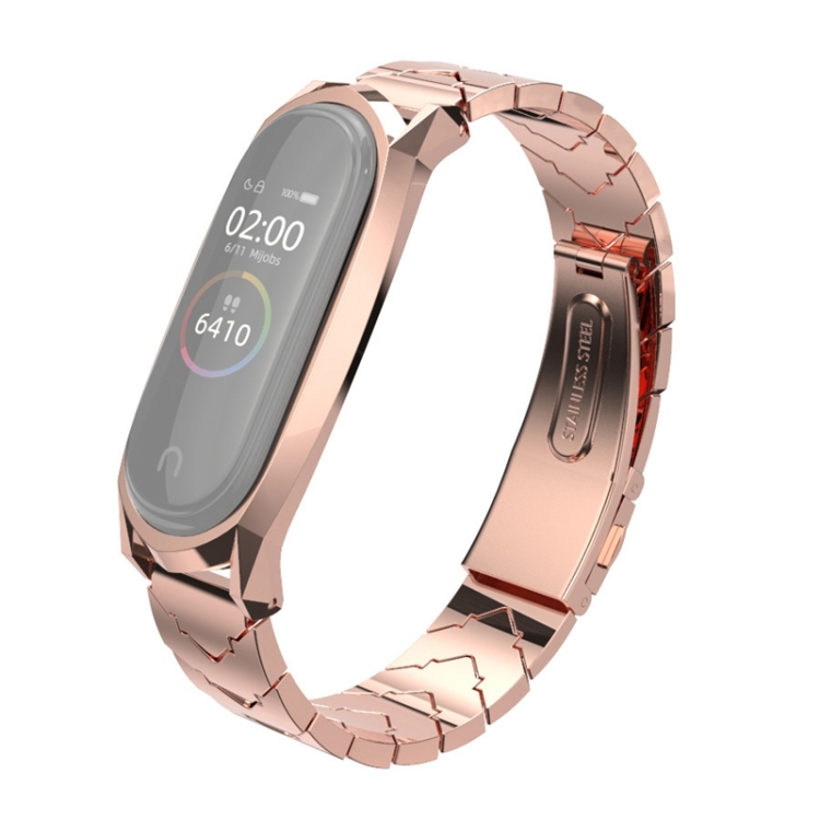 

For Xiaomi Mi Band 4 / 5 V-shaped Stainless Steel Strap(Rose Gold)