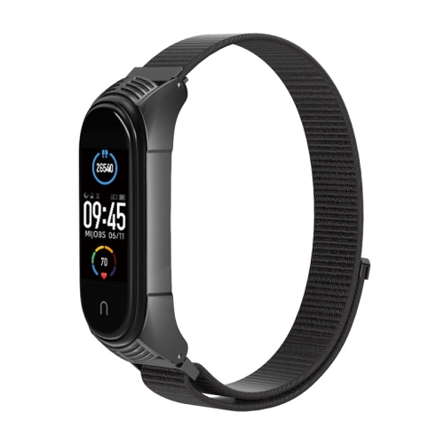 

For Xiaomi Mi Band 3 / 4 / 5 Mijobs Lightweight Breathable Easy Adjust Nylon Loop Plus Five Generations Strap(Black)