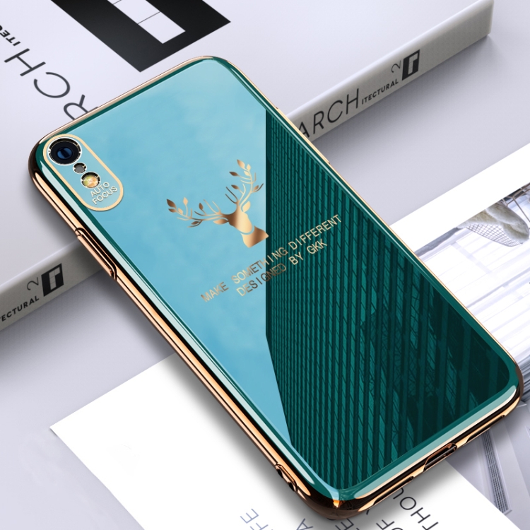 

For iPhone X / XS GKK PC + Solid Color Plating Protective Case(Green)