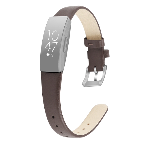 

For Fitbit Inspire / Inspire HR Cowhide Leather C Type Replacement Wrist Strap Watchband, Size:S(Grey)