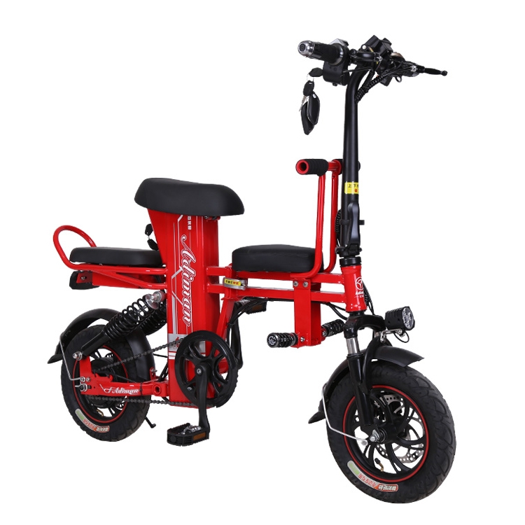 

Adiman A1 Adult Folding Electric Bicycle Mini Scooter Three Seats Electromobile with Power Display Screen & LED Front Light & 8A Lithium Battery(Red)