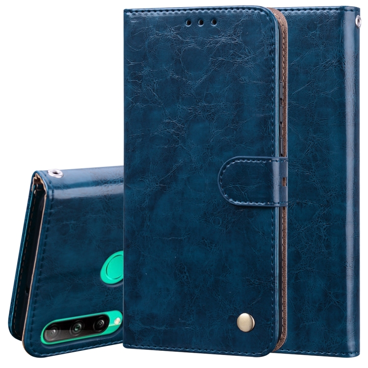 

For Huawei P40 lite E Business Style Oil Wax Texture Horizontal Flip Leather Case with Holder & Card Slots & Wallet(Royal Blue)