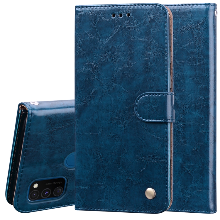 

For Samsung Galaxy M21 Business Style Oil Wax Texture Horizontal Flip Leather Case with Holder & Card Slots & Wallet(Royal Blue)