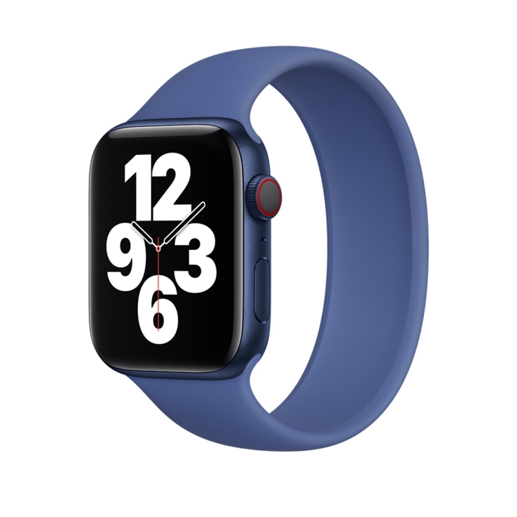 

For Apple Watch Series 6 & SE & 5 & 4 40mm / 3 & 2 & 1 38mm Solid Color Elastic Silicone Replacement Wrist Strap Watchband, Size:L 156mm (Aqua Blue)
