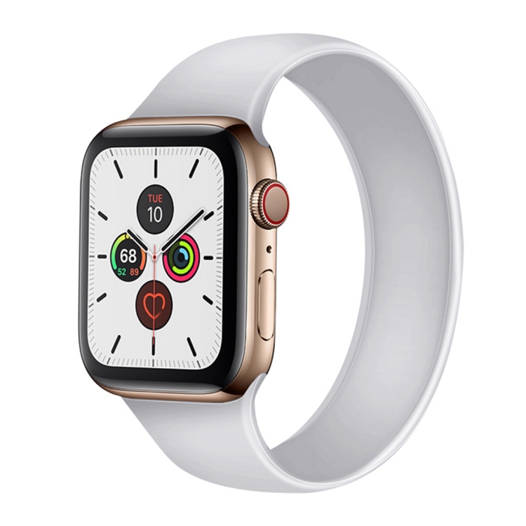 

For Apple Watch Series 6 & SE & 5 & 4 44mm / 3 & 2 & 1 42mm Solid Color Elastic Silicone Replacement Wrist Strap Watchband, Size:M 143mm(White)