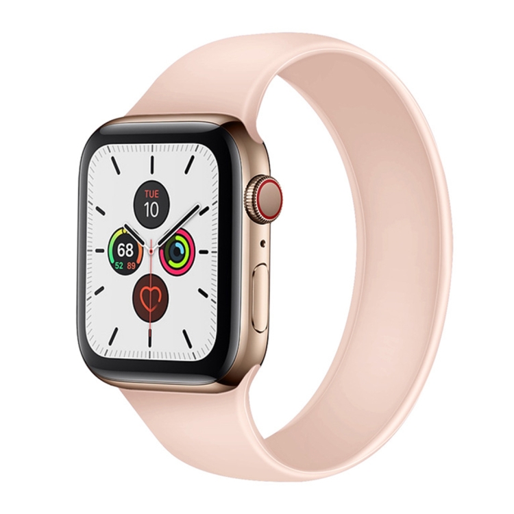 

For Apple Watch Series 6 & SE & 5 & 4 44mm / 3 & 2 & 1 42mm Solid Color Elastic Silicone Replacement Wrist Strap Watchband, Size:L 156mm(Pink)