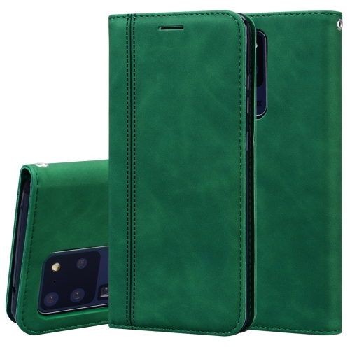 

For Samsung Galaxy S20 Ultra Frosted Business Magnetic Horizontal Flip PU Leather Case with Holder & Card Slot & Lanyard(Green)