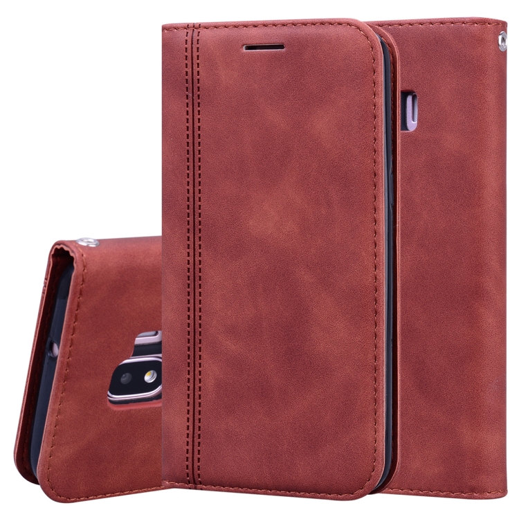 

For Samsung Galaxy J2 Core Frosted Business Magnetic Horizontal Flip PU Leather Case with Holder & Card Slot & Lanyard(Brown)