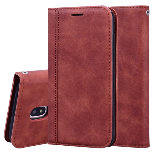 

For Samsung Galaxy J5 / J530 (EU) Frosted Business Magnetic Horizontal Flip PU Leather Case with Holder & Card Slot & Lanyard(Brown)