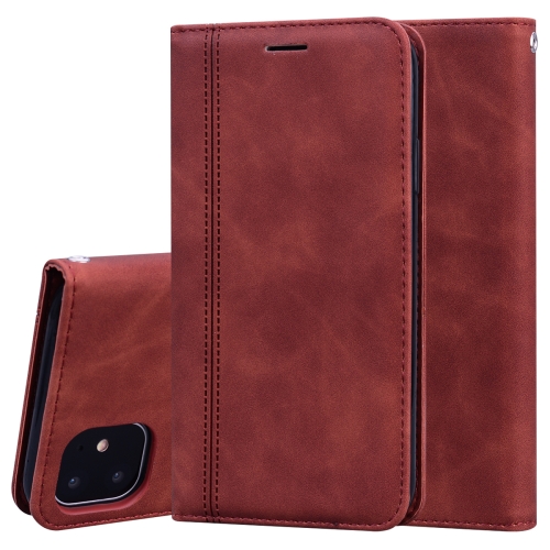 

For iPhone 11 Frosted Business Magnetic Horizontal Flip PU Leather Case with Holder & Card Slot & Lanyard(Brown)