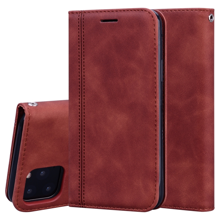 

For iPhone 11 Pro Max Frosted Business Magnetic Horizontal Flip PU Leather Case with Holder & Card Slot & Lanyard(Brown)