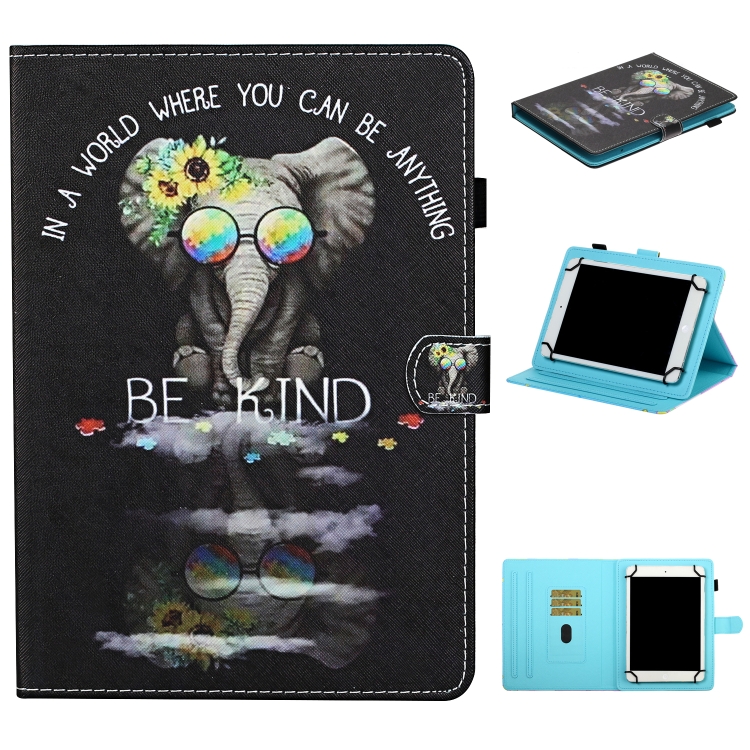 

For 10 inch Universal Tablet Colored Drawing Stitching Horizontal Flip Leather Case with Holder & Card Slots & Anti-skid strip(Glasses Icon)