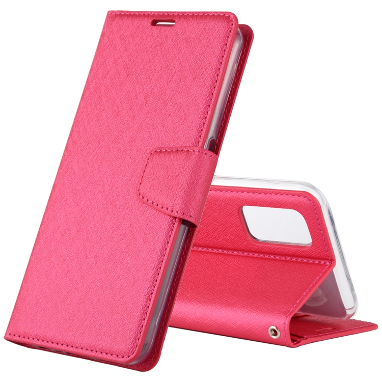 

For OPPO A52 ALIVO Canvas Diary Silk Texture Horizontal Flip Leather Case with Holder & Card Slots & Wallet & Photo Frame(Rose Red)