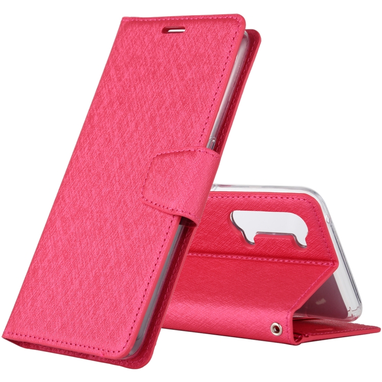 

For OPPO Reno 3 ALIVO Canvas Diary Silk Texture Horizontal Flip Leather Case with Holder & Card Slots & Wallet & Photo Frame(Rose Red)