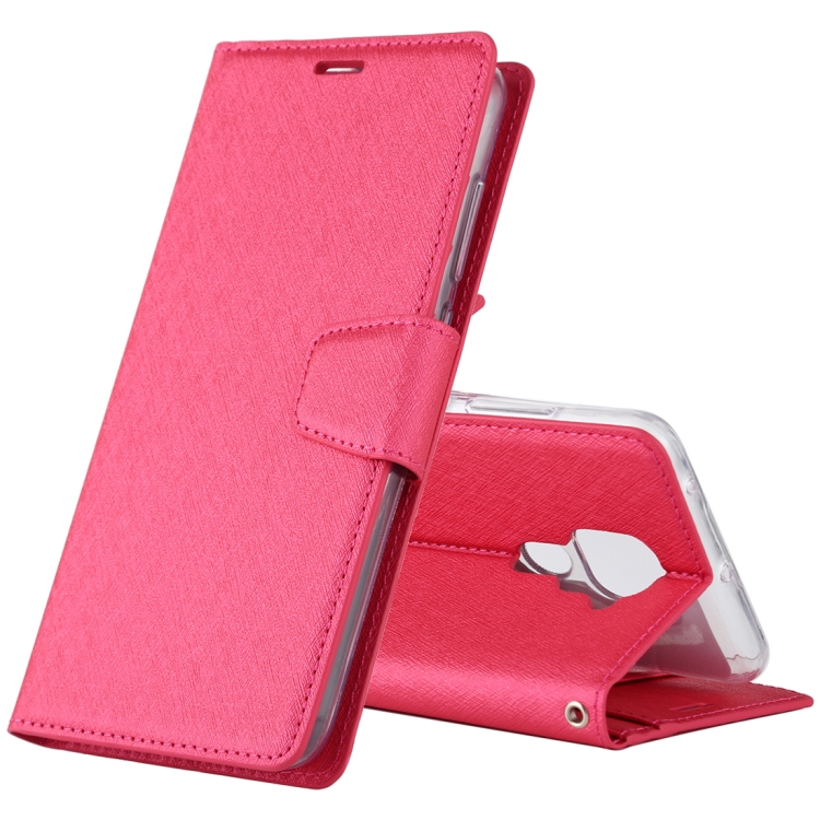

For Xiaomi Redmi 10X ALIVO Canvas Diary Silk Texture Horizontal Flip Leather Case with Holder & Card Slots & Wallet & Photo Frame(Rose Red)