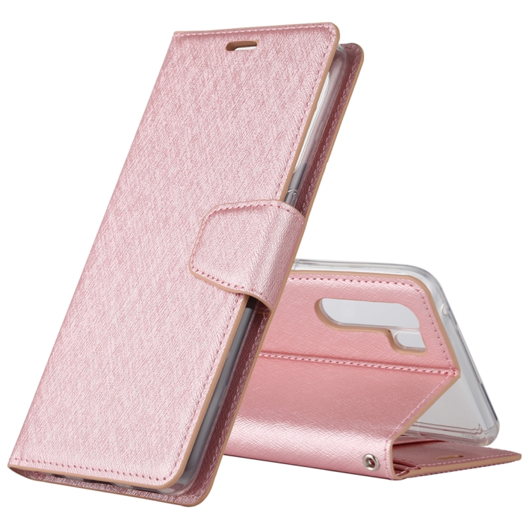 

For OPPO A91 ALIVO Canvas Diary Silk Texture Horizontal Flip Leather Case with Holder & Card Slots & Wallet & Photo Frame(Rose Gold)