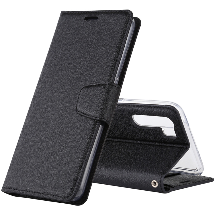 

For OPPO A91 ALIVO Canvas Diary Silk Texture Horizontal Flip Leather Case with Holder & Card Slots & Wallet & Photo Frame(Black)