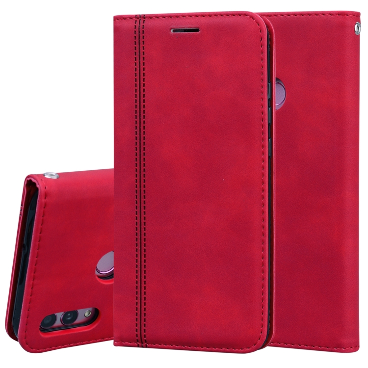 

For Huawei P Smart 2019 Frosted Business Magnetic Horizontal Flip PU Leather Case with Holder & Card Slot & Lanyard(Red)