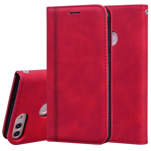 

For Huawei P Smart / Enjoy 7S Frosted Business Magnetic Horizontal Flip PU Leather Case with Holder & Card Slot & Lanyard(Red)