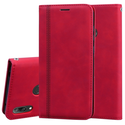 

For Huawei Y7 Prime (2019) Frosted Business Magnetic Horizontal Flip PU Leather Case with Holder & Card Slot & Lanyard(Red)