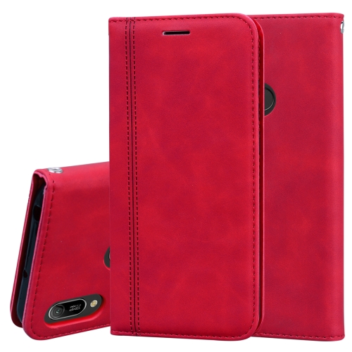 

For Huawei Honor 8A / Y6 (2019) Frosted Business Magnetic Horizontal Flip PU Leather Case with Holder & Card Slot & Lanyard(Red)