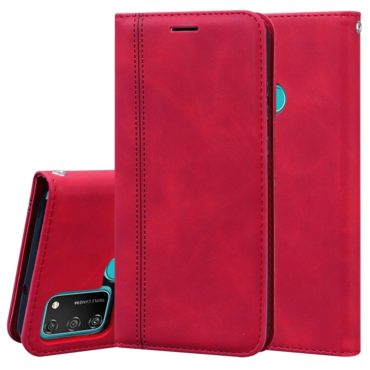 

For Huawei Honor 9A Frosted Business Magnetic Horizontal Flip PU Leather Case with Holder & Card Slot & Lanyard(Red)