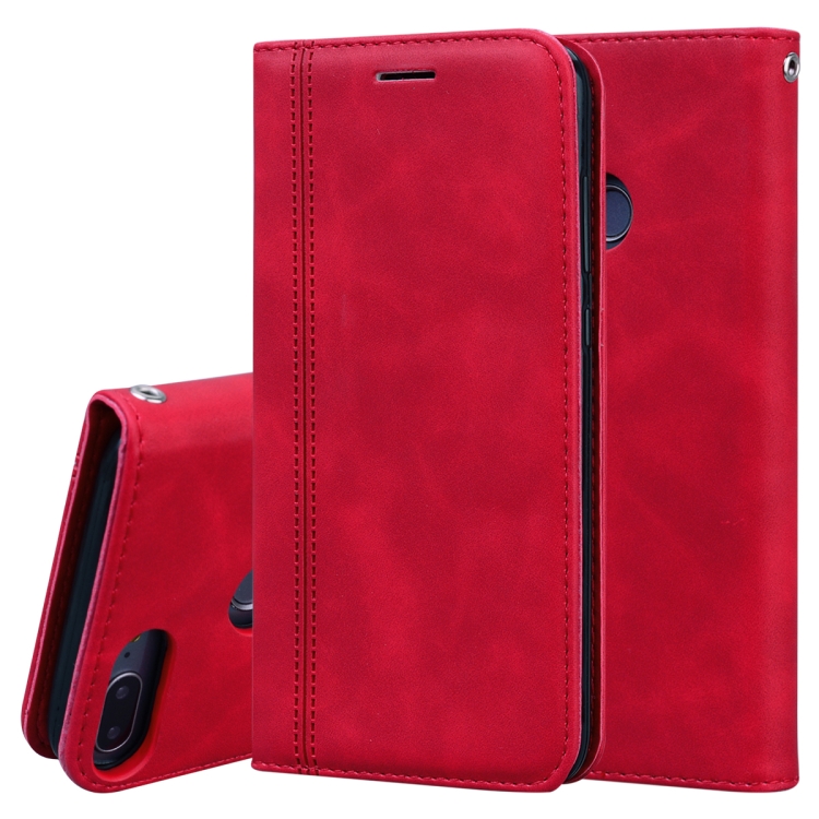 

For Huawei Honor 9 Lite Frosted Business Magnetic Horizontal Flip PU Leather Case with Holder & Card Slot & Lanyard(Red)