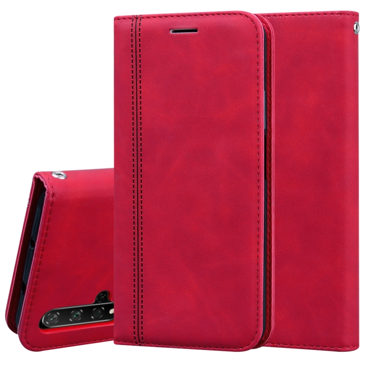

For Huawei Honor 20 Frosted Business Magnetic Horizontal Flip PU Leather Case with Holder & Card Slot & Lanyard(Red)