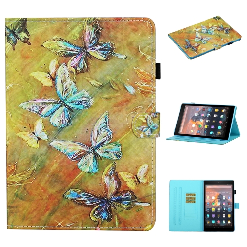 

For kindle Paperwhite 4 / 3 / 2 / 1 Colored Drawing Stitching Horizontal Flip Leather Case with Holder & Card Slots & Sleep / Wake-up Function(Butterfly)