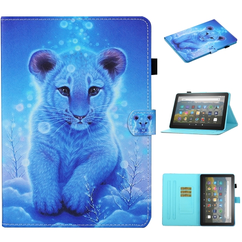

For Kindle Fire HD8 (2020) / HD8 Plus (2020) Colored Drawing Stitching Horizontal Flip Leather Case with Holder & Card Slots & Sleep / Wake-up Function(Little Tiger)