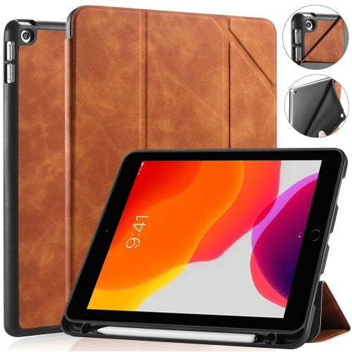 

For iPad 10.2 inch DG.MING See Series Horizontal Flip Leather Case with Holder & Pen Holder(Brown)