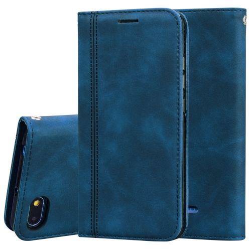 

For Xiaomi Redmi 6A Frosted Business Magnetic Horizontal Flip PU Leather Case with Holder & Card Slot & Lanyard(Blue)