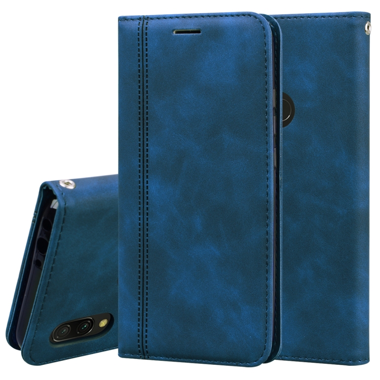 

For Xiaomi Redmi 7 Frosted Business Magnetic Horizontal Flip PU Leather Case with Holder & Card Slot & Lanyard(Blue)