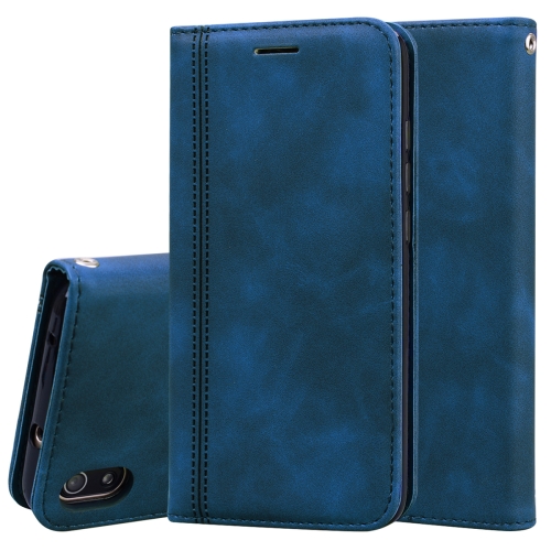 

For Xiaomi Redmi 7A Frosted Business Magnetic Horizontal Flip PU Leather Case with Holder & Card Slot & Lanyard(Blue)