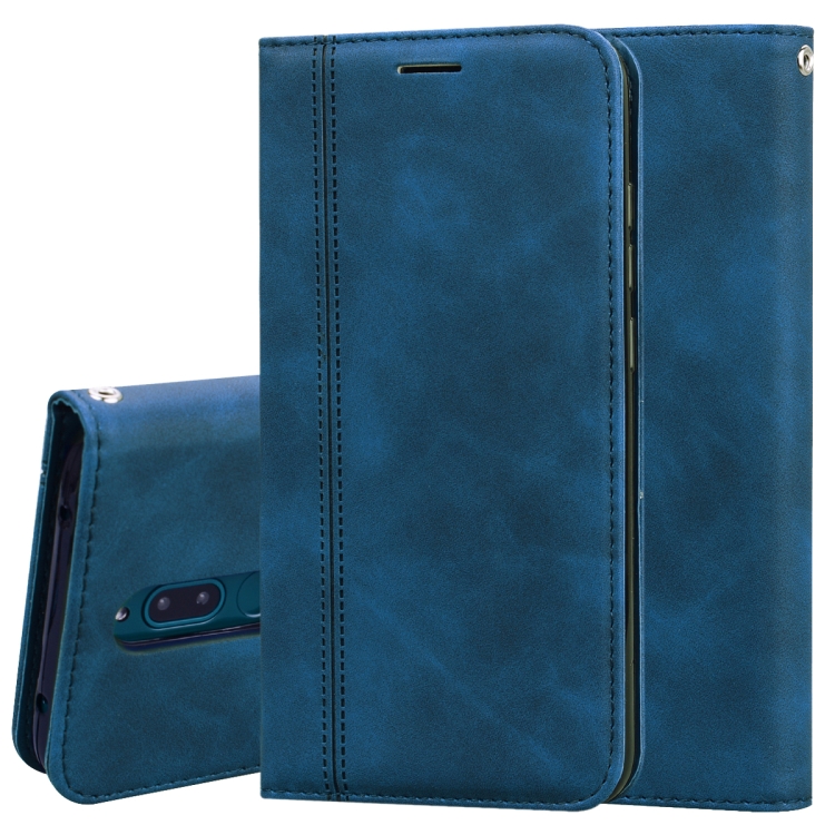 

For Xiaomi Redmi 8 Frosted Business Magnetic Horizontal Flip PU Leather Case with Holder & Card Slot & Lanyard(Blue)