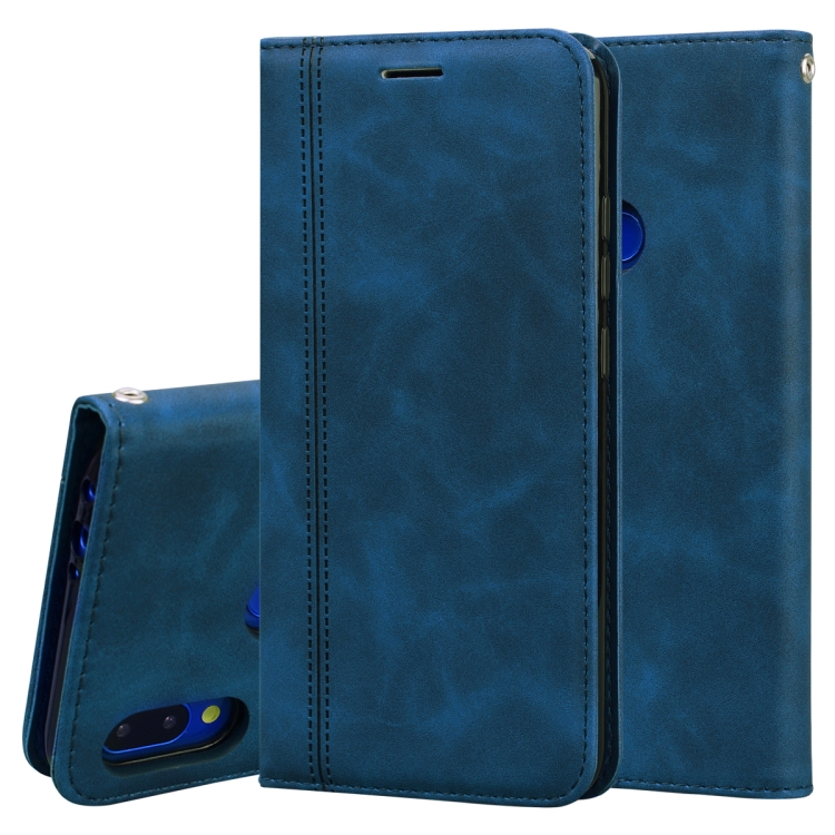 

For Xiaomi Redmi Note 7 Frosted Business Magnetic Horizontal Flip PU Leather Case with Holder & Card Slot & Lanyard(Blue)