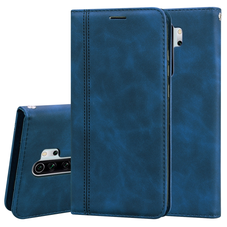 

For Xiaomi Redmi Note 8 Pro Frosted Business Magnetic Horizontal Flip PU Leather Case with Holder & Card Slot & Lanyard(Blue)