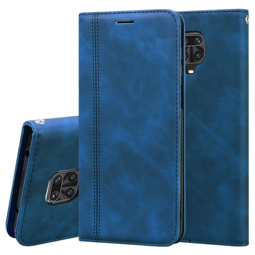 

For Xiaomi Redmi Note 9S Frosted Business Magnetic Horizontal Flip PU Leather Case with Holder & Card Slot & Lanyard(Blue)