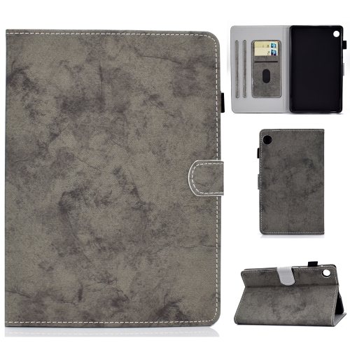 

For Huawei MatePad T8 Marble Style Cloth Texture Tablet PC Protective Leather Case with Bracket & Card Slot & Pen Slot & Anti Skid Strip(Grey)