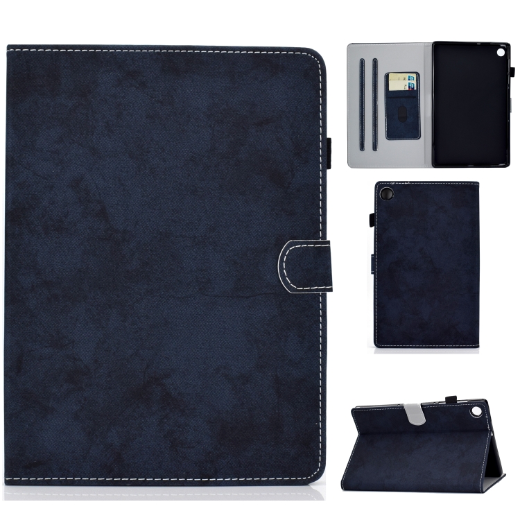 

For Lenovo Tab M10 Plus TB-X606F Marble Style Cloth Texture Tablet PC Protective Leather Case with Bracket & Card Slot & Pen Slot & Anti Skid Strip & Wake-up / Sleep Function(Dark Blue)