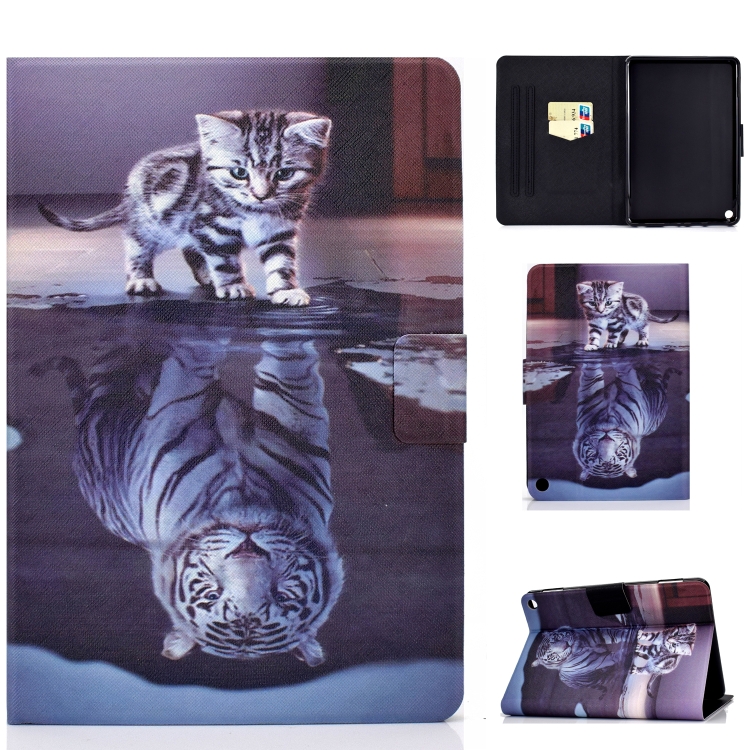 

For Amazon Kindle Fire HD 8 (2020) Voltage Painted Pattern Tablet PC Protective Leather Case with Bracket & Card Slot & Sleep / Wake-up & Anti-skid Strip(Cat and Tiger)