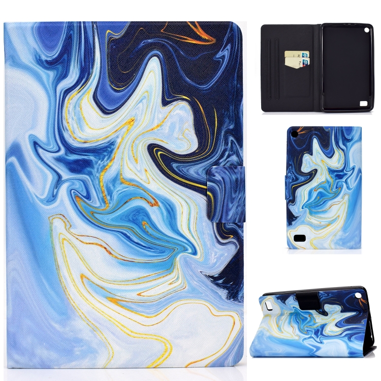 

For Amazon Kindle Fire 7 (2015) / (2017) / (2019) Voltage Painted Pattern Tablet PC Protective Leather Case with Bracket & Card Slots & Anti-skid Strip(Blue Marble)