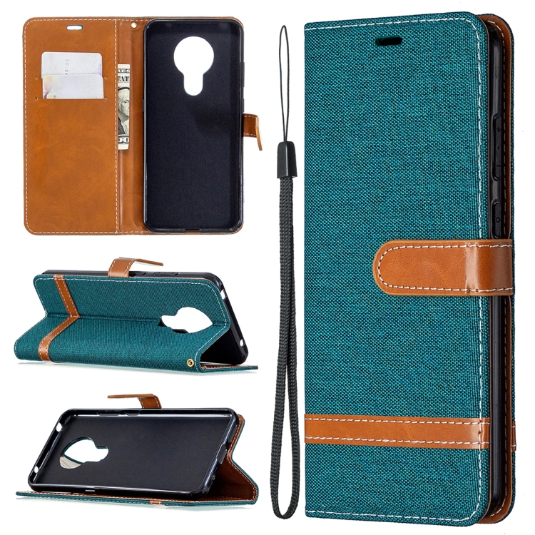 

For Nokia 5.3 Denim Texture Horizontal Flip Leather Case with Holder & Card Slots & Wallet & Lanyard(Green)