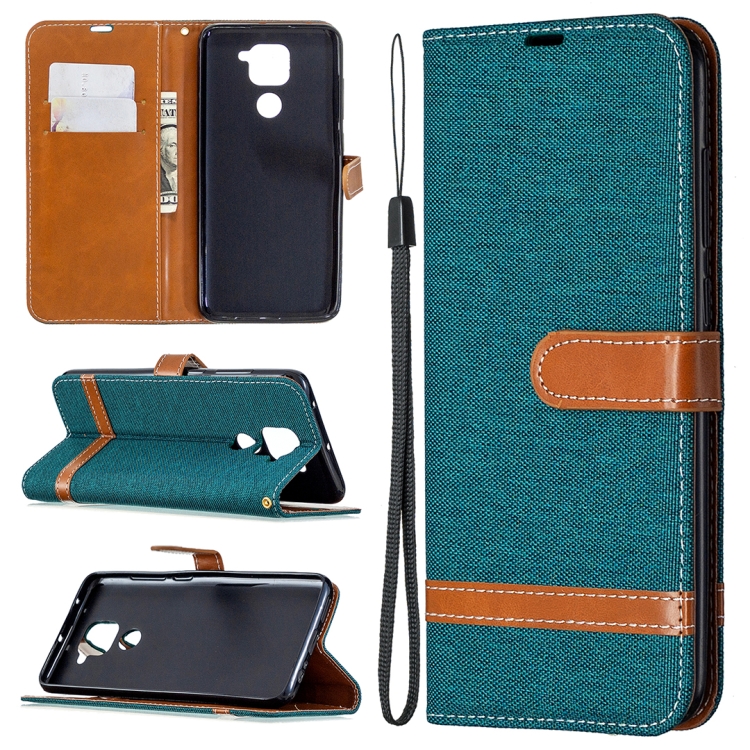 

For Xiaomi Redmi Note 9 Denim Texture Horizontal Flip Leather Case with Holder & Card Slots & Wallet & Lanyard(Green)