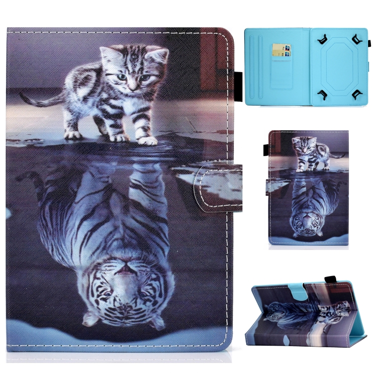 

For 10 inch Universal Voltage Painted Pattern Tablet PC Protective Leather Case with Bracket & Card Slots & Pen Slot & Anti-skid Strip(Cat and Tiger)