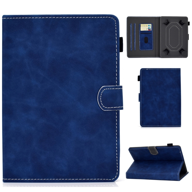 

For 7 inch Tablet PC Universal Cowhide Texture Horizontal Flip Leather Case with Holder & Card Slots & Pen Slot(Blue)